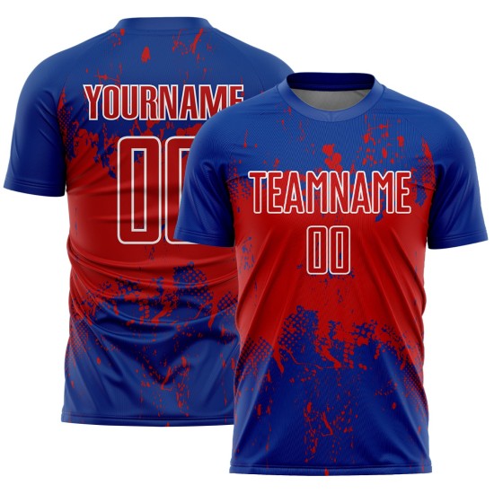 Splatter Red-White Sublimation Jersey Grunge Soccer Abstract Sports Art Custom Uniform Royal Splatter Red-White Sublimation Jersey Grunge Soccer Abstract Sports Art Custom Uniform Royal