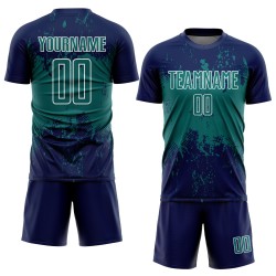 Uniform Art Custom Navy Sports Teal-White Soccer Grunge Abstract Jersey Splatter Sublimation