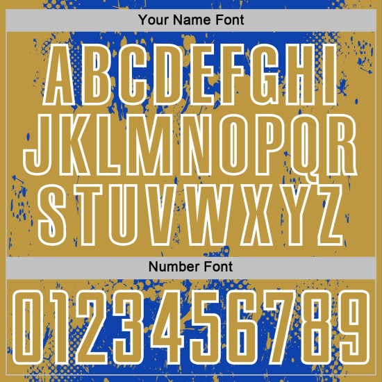 Art Sports Blue Custom Grunge Splatter Jersey Gold-White Old Sublimation Abstract Thunder Soccer Uniform Art Sports Blue Custom Grunge Splatter Jersey Gold-White Old Sublimation Abstract Thunder Soccer Uniform