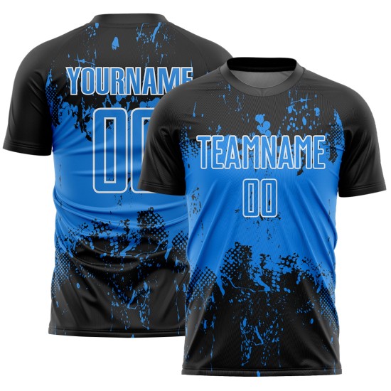 Uniform Sports Jersey Splatter Grunge Blue-White Custom Sublimation Soccer Abstract Powder Art Black Uniform Sports Jersey Splatter Grunge Blue-White Custom Sublimation Soccer Abstract Powder Art Black