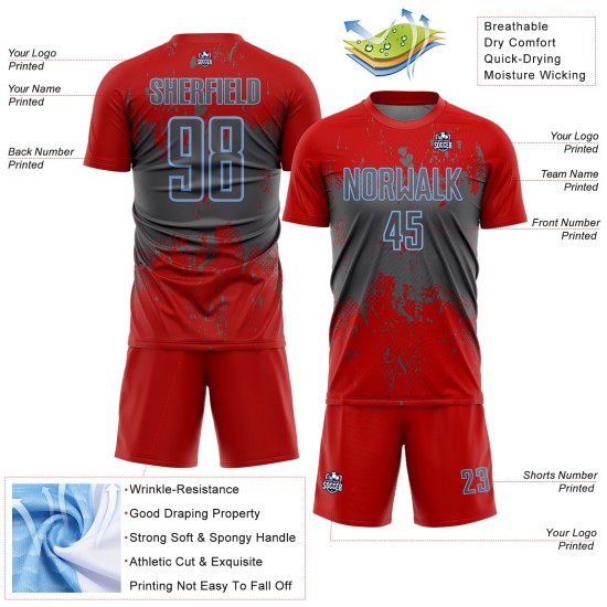 Art Steel Sublimation Grunge Uniform Gray-Light Abstract Custom Red Splatter Jersey Soccer Blue Sports Art Steel Sublimation Grunge Uniform Gray-Light Abstract Custom Red Splatter Jersey Soccer Blue Sports