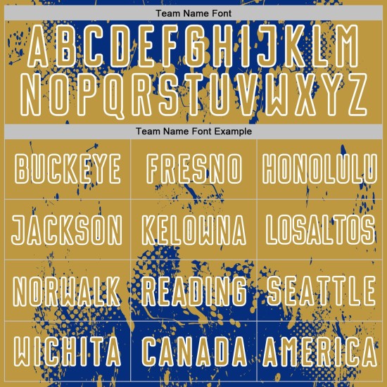 Jersey Soccer Custom Royal Abstract Splatter Old Sublimation Sports Uniform Grunge Gold-White Art Jersey Soccer Custom Royal Abstract Splatter Old Sublimation Sports Uniform Grunge Gold-White Art