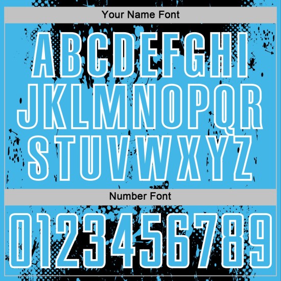 Jersey Abstract Sublimation Black Sports Custom Art Grunge Uniform Splatter Soccer Blue-White Sky