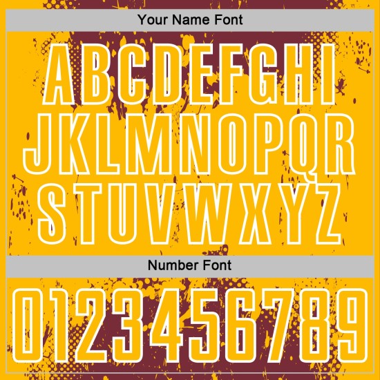 Sublimation Splatter Grunge Abstract Uniform Jersey Gold-White Sports Art Soccer Custom Burgundy Sublimation Splatter Grunge Abstract Uniform Jersey Gold-White Sports Art Soccer Custom Burgundy