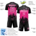 Grunge Uniform Soccer Custom Abstract Jersey Sublimation Art Sports Black Pink-White Splatter