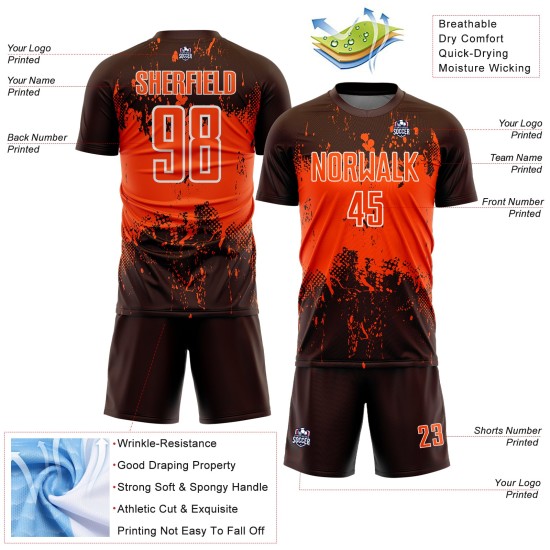 Grunge Jersey Sublimation Art Abstract Custom Sports Orange-White Splatter Brown Uniform Soccer Grunge Jersey Sublimation Art Abstract Custom Sports Orange-White Splatter Brown Uniform Soccer