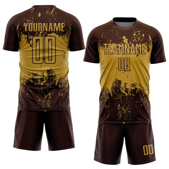 Gold Brown Old Soccer Abstract Art Sports Jersey Grunge Uniform Sublimation Custom Splatter Gold Brown Old Soccer Abstract Art Sports Jersey Grunge Uniform Sublimation Custom Splatter