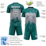 Gray-White Uniform Sublimation Teal Jersey Soccer Sports Abstract Splatter Custom Art Grunge Gray-White Uniform Sublimation Teal Jersey Soccer Sports Abstract Splatter Custom Art Grunge