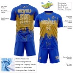 Art Sports Blue Custom Grunge Splatter Jersey Gold-White Old Sublimation Abstract Thunder Soccer Uniform Art Sports Blue Custom Grunge Splatter Jersey Gold-White Old Sublimation Abstract Thunder Soccer Uniform