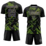 Lines Soccer Custom Jersey Green Uniform Purple-Neon Sublimation Curve Black Sports