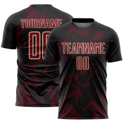 Soccer Crimson-Cream Lines Sports Custom Jersey Black Sublimation Uniform Curve