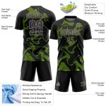 Lines Soccer Custom Jersey Green Uniform Purple-Neon Sublimation Curve Black Sports
