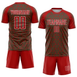 Red Jersey Sublimation Green-White Geometric Custom Kelly Uniform Soccer Arrow