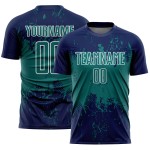 Uniform Art Custom Navy Sports Teal-White Soccer Grunge Abstract Jersey Splatter Sublimation Uniform Art Custom Navy Sports Teal-White Soccer Grunge Abstract Jersey Splatter Sublimation