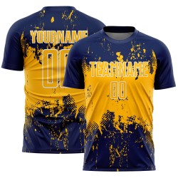 Sports Custom Grunge Jersey Gold-White Splatter Art Abstract Sublimation Soccer Uniform Navy