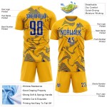 Custom Jersey Curve Sublimation Royal-White Gold Soccer Uniform Lines Sports Custom Jersey Curve Sublimation Royal-White Gold Soccer Uniform Lines Sports