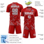 Custom Lines Soccer Sublimation Uniform Curve Red Sports Jersey Gray-White