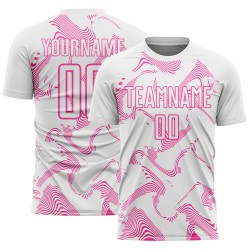 Sublimation Jersey Lines Custom White Pink Sports Curve Uniform Soccer