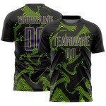 Lines Soccer Custom Jersey Green Uniform Purple-Neon Sublimation Curve Black Sports