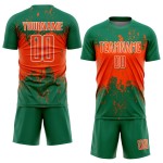 Uniform Sports Art Green Custom Sublimation Orange-White Kelly Splatter Soccer Grunge Abstract Jersey Uniform Sports Art Green Custom Sublimation Orange-White Kelly Splatter Soccer Grunge Abstract Jersey