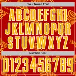 Lines Custom Sublimation Red Sports Jersey Uniform Gold-White Soccer Curve