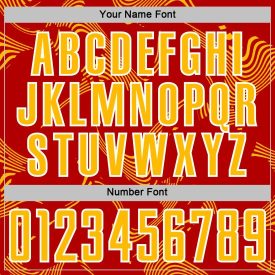 Lines Custom Sublimation Red Sports Jersey Uniform Gold-White Soccer Curve