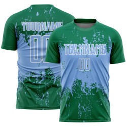 Kelly Light Sublimation Soccer Jersey Grunge Art Uniform Green Custom Blue-White Abstract Sports Splatter