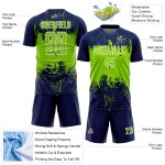 Soccer Sublimation Jersey Uniform Custom Navy Grunge Sports Abstract Art Neon Splatter Green-White Soccer Sublimation Jersey Uniform Custom Navy Grunge Sports Abstract Art Neon Splatter Green-White