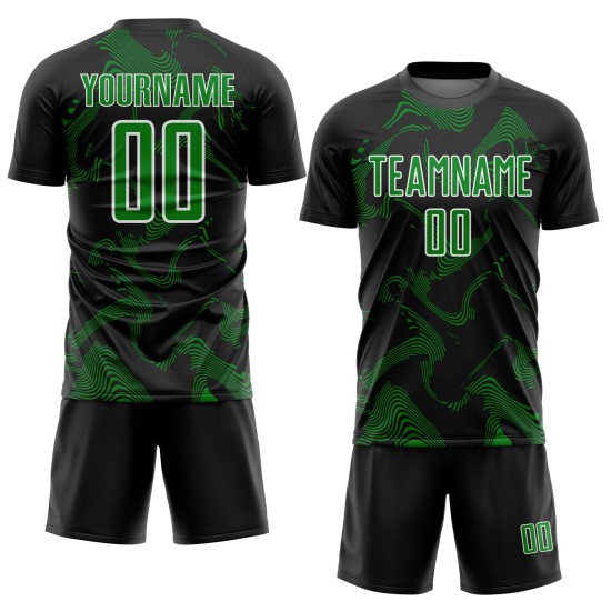 Jersey Sports Grass Custom Black Soccer Curve Lines Green-White Uniform Sublimation Jersey Sports Grass Custom Black Soccer Curve Lines Green-White Uniform Sublimation