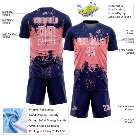 Custom Splatter Art Pink-White Abstract Uniform Jersey Sublimation Sports Medium Soccer Grunge Navy Custom Splatter Art Pink-White Abstract Uniform Jersey Sublimation Sports Medium Soccer Grunge Navy
