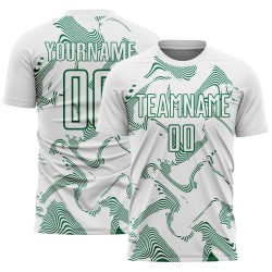 Sublimation Green Jersey Kelly Sports Custom Uniform Soccer Curve Lines White