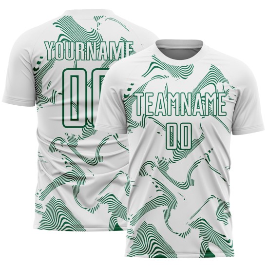 Sublimation Green Jersey Kelly Sports Custom Uniform Soccer Curve Lines White