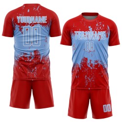 Grunge Splatter Blue-White Soccer Red Custom Abstract Sublimation Uniform Sports Art Jersey Light
