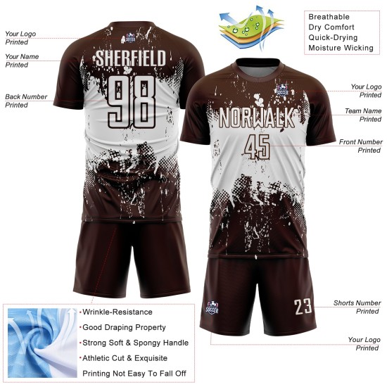 Soccer Sublimation Sports Abstract Art Brown White Jersey Uniform Splatter Grunge Custom Soccer Sublimation Sports Abstract Art Brown White Jersey Uniform Splatter Grunge Custom