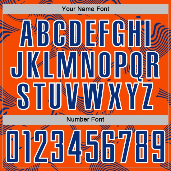 Soccer Curve Uniform Sports Orange Lines Sublimation Custom Jersey Royal-White