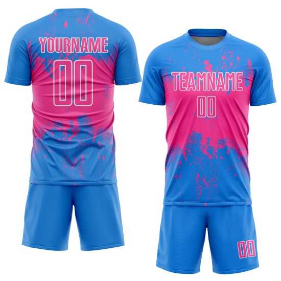 Sports Blue Uniform Grunge Sublimation Jersey Splatter Powder Pink-White Soccer Art Custom Abstract Sports Blue Uniform Grunge Sublimation Jersey Splatter Powder Pink-White Soccer Art Custom Abstract