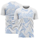 Light Jersey Sublimation Uniform Curve Sports Soccer Custom Blue Lines White