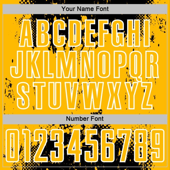 Abstract Custom Grunge Gold-White Sports Uniform Jersey Black Art Soccer Sublimation Splatter Abstract Custom Grunge Gold-White Sports Uniform Jersey Black Art Soccer Sublimation Splatter