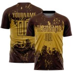 Gold Brown Old Soccer Abstract Art Sports Jersey Grunge Uniform Sublimation Custom Splatter Gold Brown Old Soccer Abstract Art Sports Jersey Grunge Uniform Sublimation Custom Splatter