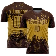 Gold Brown Old Soccer Abstract Art Sports Jersey Grunge Uniform Sublimation Custom Splatter