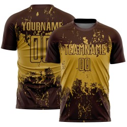 Gold Brown Old Soccer Abstract Art Sports Jersey Grunge Uniform Sublimation Custom Splatter