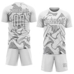 Uniform Custom White Curve Sublimation Soccer Lines Steel Jersey Gray Sports Uniform Custom White Curve Sublimation Soccer Lines Steel Jersey Gray Sports