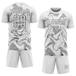 Uniform Custom White Curve Sublimation Soccer Lines Steel Jersey Gray Sports