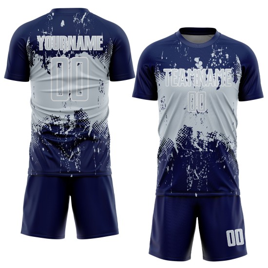Art Silver-White Sublimation Soccer Grunge Uniform Sports Custom Jersey Abstract Splatter Navy Art Silver-White Sublimation Soccer Grunge Uniform Sports Custom Jersey Abstract Splatter Navy