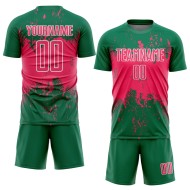 Abstract Neon Soccer Kelly Sublimation Grunge Green Custom Sports Pink-White Jersey Splatter Art Uniform Abstract Neon Soccer Kelly Sublimation Grunge Green Custom Sports Pink-White Jersey Splatter Art Uniform