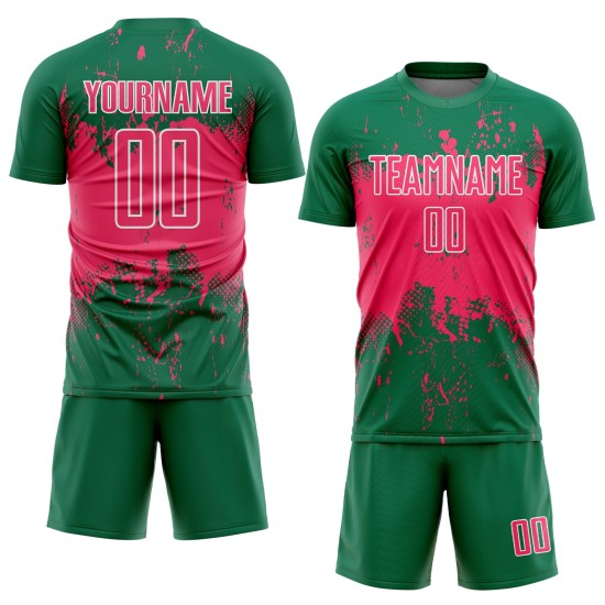 Abstract Neon Soccer Kelly Sublimation Grunge Green Custom Sports Pink-White Jersey Splatter Art Uniform Abstract Neon Soccer Kelly Sublimation Grunge Green Custom Sports Pink-White Jersey Splatter Art Uniform