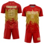 Soccer Gold-White Art Grunge Old Splatter Sports Abstract Custom Jersey Sublimation Red Uniform Soccer Gold-White Art Grunge Old Splatter Sports Abstract Custom Jersey Sublimation Red Uniform