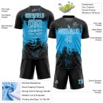 Jersey Abstract Sublimation Black Sports Custom Art Grunge Uniform Splatter Soccer Blue-White Sky