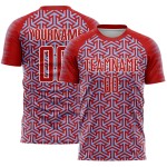 Soccer Jersey Custom Arrow Uniform Blue-White Sublimation Geometric Red Light