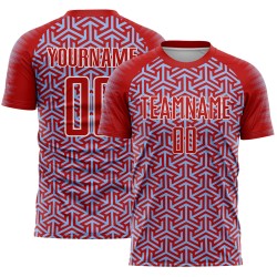 Soccer Jersey Custom Arrow Uniform Blue-White Sublimation Geometric Red Light